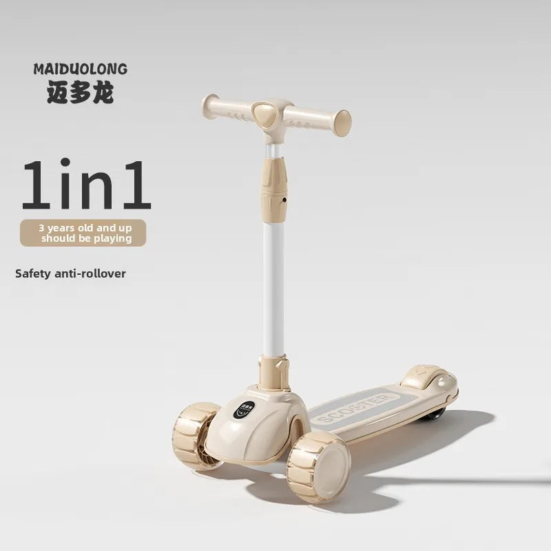 1-in-1 Kids Scooter, Foldable Ride-On Tricycle for Toddlers Ideal for developing children’s sense of balance