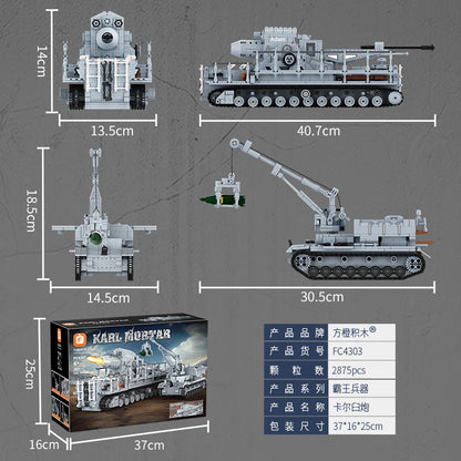 2875Pcs Creative Famous War Military Weapons Carl Mortar Building Blocks Model Tank Bricks Toys for Boys Birthday Gift Set