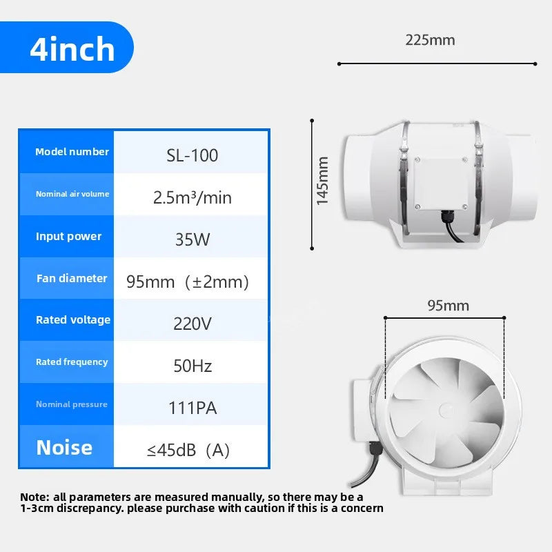 Duct Round 3/4/5/6/8Inch Exhaust Ventilation Fan Kitchen Household Extractor Fan Bathroom Exhaust Fans