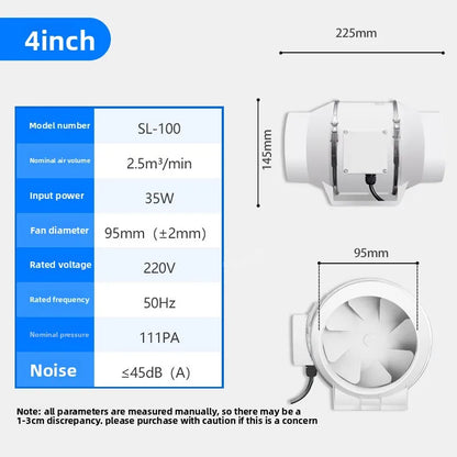 Duct Round 3/4/5/6/8Inch Exhaust Ventilation Fan Kitchen Household Extractor Fan Bathroom Exhaust Fans