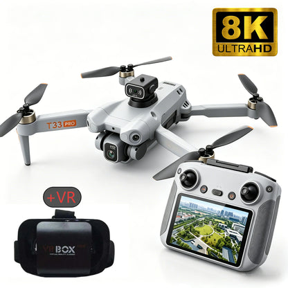 New T33 RC drone 8K professional high-definition camera 4.5-inch large screen folding four-axis aircraft 360 obstacle avoidance