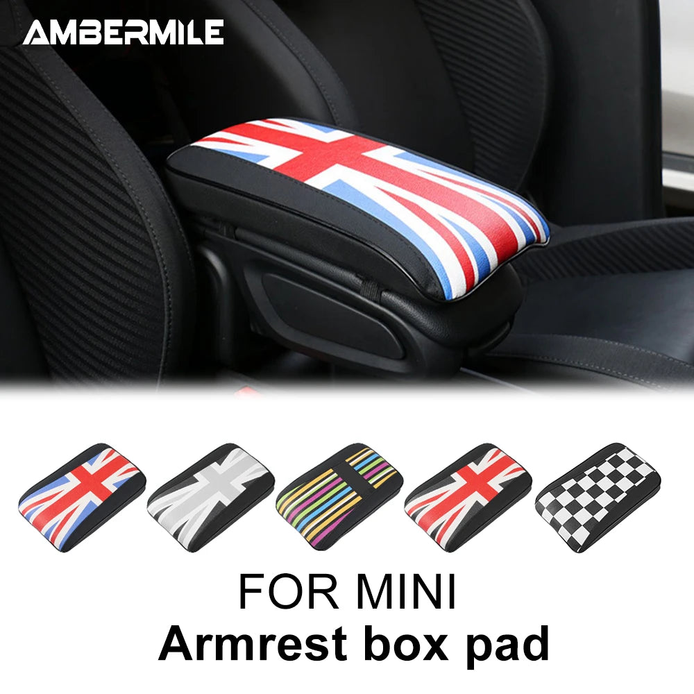 Leather For Mini F54 F55 F56 F60 R55 R56 R60 Auto Hand Rest Pad Central Armrest Storage Box Cover Protective Mat Accessories