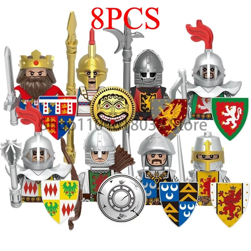 Green Dragon Raven Knights Shield Action Figures MOC Medieval Ancient Knights Scene Building Block Creative Toys for Children