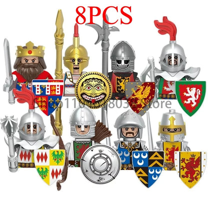 Green Dragon Raven Knights Shield Action Figures MOC Medieval Ancient Knights Scene Building Block Creative Toys for Children