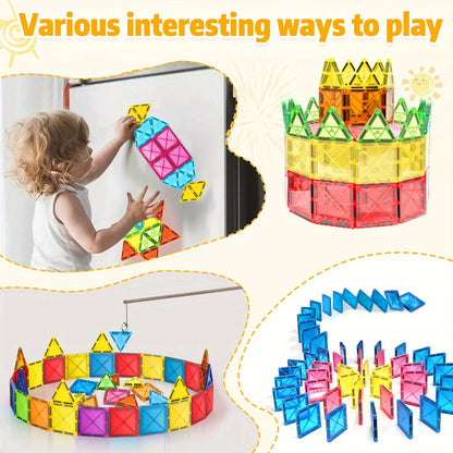 30/50/100 Magnetic Tiles Enhance Hands-On Ability and Creativity, Youth Education Puzzle Collage, Random Color Birthday Gift