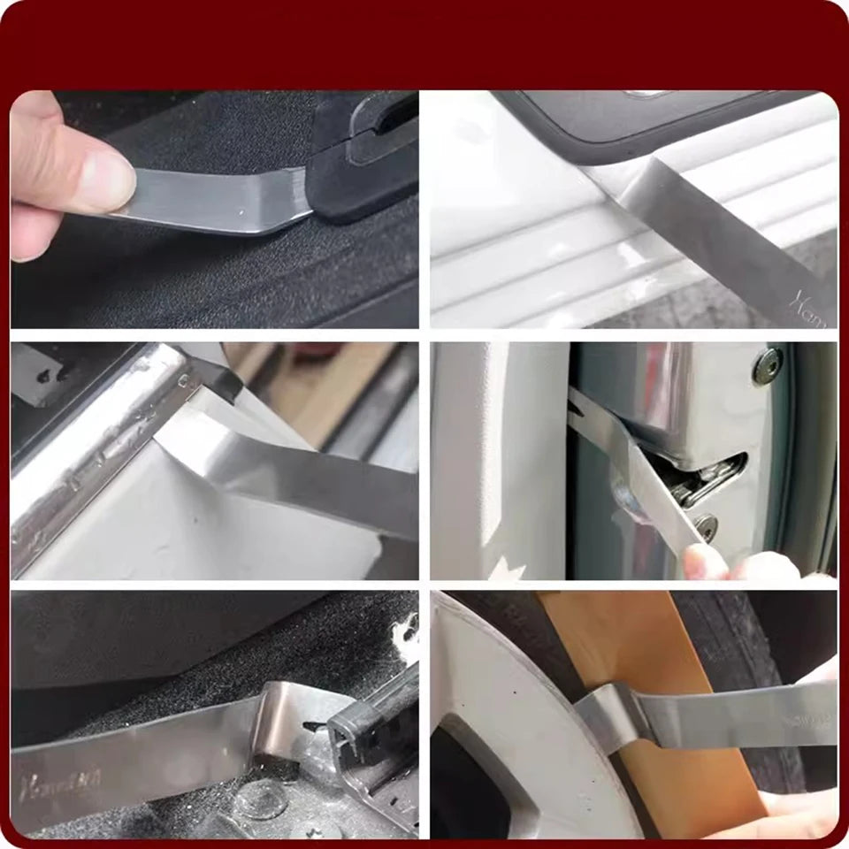 4Pcs Auto Interior Trim Removal Kit - Metal Pry Tool Set for Safe Door Panel, Clip & Molding Removal | DIY Car Repair HM-498X