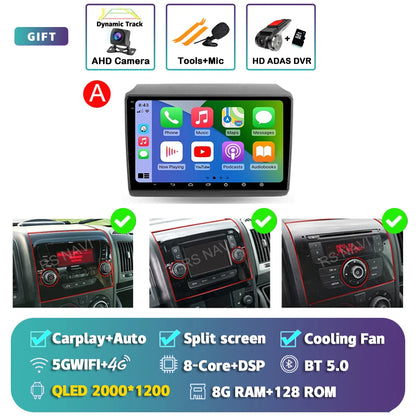 Android 15 For Fiat Ducato Peugeot Boxer Citroen Jumper 2006-2022 2K QLED Android Car Radio Multimedia stereo Player GPS CarPlay