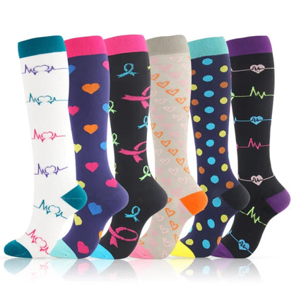 3/5/6 Pairs Compression Socks Exercise Mountaineering Running Sports Socks Elastic Medical Blood Circulation Swelling Nurse Sock