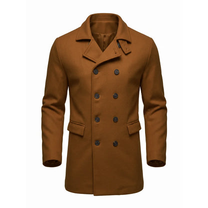 New Men's Trench Coat Double Breasted Winter Jacket Business Casual Men's Long Knee-length Jacket Street Wear Male Coats