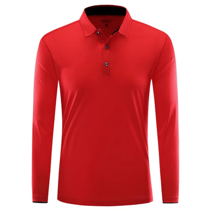 Quick Dry Long Sleeve Polo Custom Logo High Quality Lapel Sports Polo Shirt Embroidery Design Company Team Shirt Printing Image