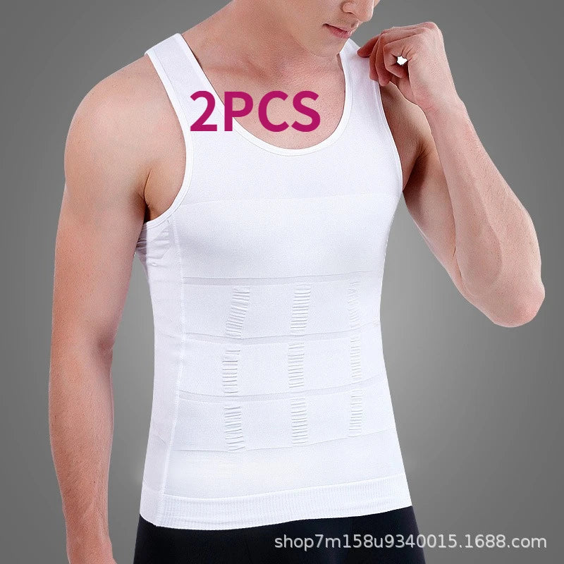 New Slimming Body Shaper Chest Binder Slimming Waist Vest Men's T-shirt Vest Sleeveless Fitness Sports Clothes Vest Sleeveless