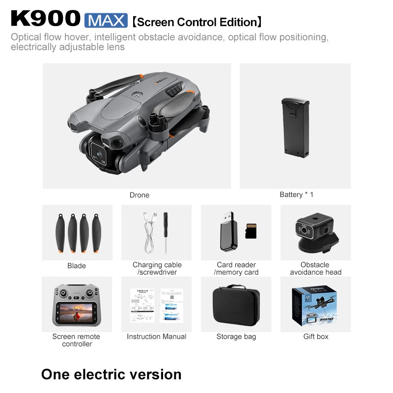 K900 MAX 8K Professional Drone with Dual Camera WiFi FPV Aerial Photography 360° Obstacle Avoidance Quadcopter airdrop Drone Toy