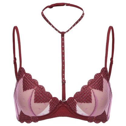 French-style Heart Embroidery Lingerie Set for Petite Women Soft Steel Cups Romantic Bra Set Hot Sale Comfortable  S-XL Hot Sale
