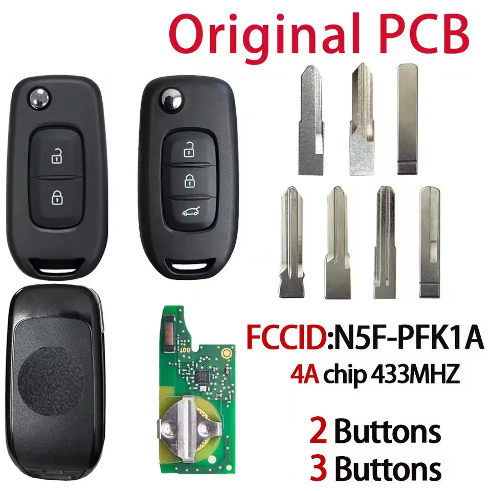 YOSE Original PCB 4A Chip Smart Flip Car Key N5F-PFK1A for Renault Lodgy DUZ Kadjar Captur Megane3 Symbol Duster Logan 2