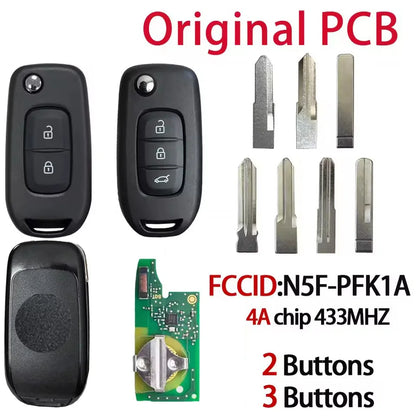 YOSE Original PCB 4A Chip Smart Flip Car Key N5F-PFK1A for Renault Lodgy DUZ Kadjar Captur Megane3 Symbol Duster Logan 2