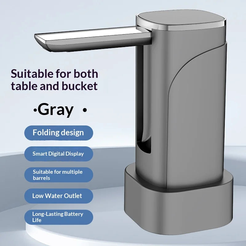 Foldable Electric Water Bottle Pump USB Rechargeable Automatic Dispenser Button Control Portable for Home Office Outdoor Travel
