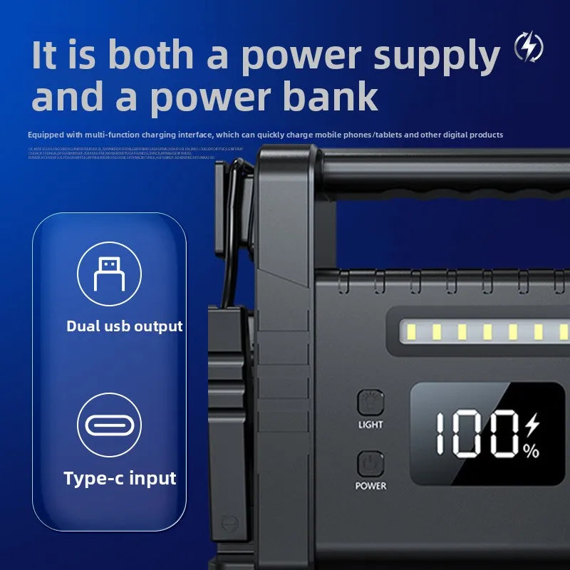 Emergency Power Supply for Car Jump Starter 12V Portable Battery Booster Pack for Dead Car Battery Emergency Starting Power