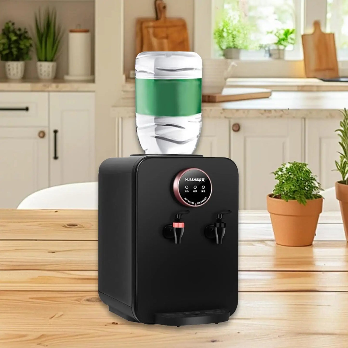 2 in 1 Counter Top Water Dispenser Easy to Use Portable Compact Top Loading Water Cooler Dispenser for Tent RV Dorm Small Place