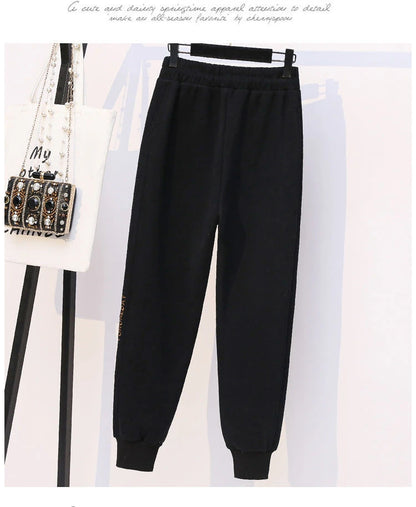 Thickened Fleece Cotton Harlan Pants Women's Casual Sports Sweatpants High Waist Elastic Bottom Leisure Trousers for All Seasons