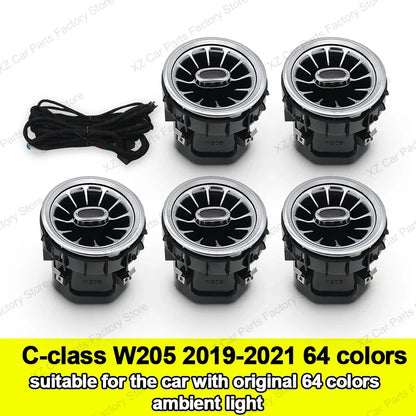 For Mercedes Benz C-class W205 Air Vent 3/64 Color Front and Rear Air Vent Ambient Light Turbine Nozzle Original APP Control
