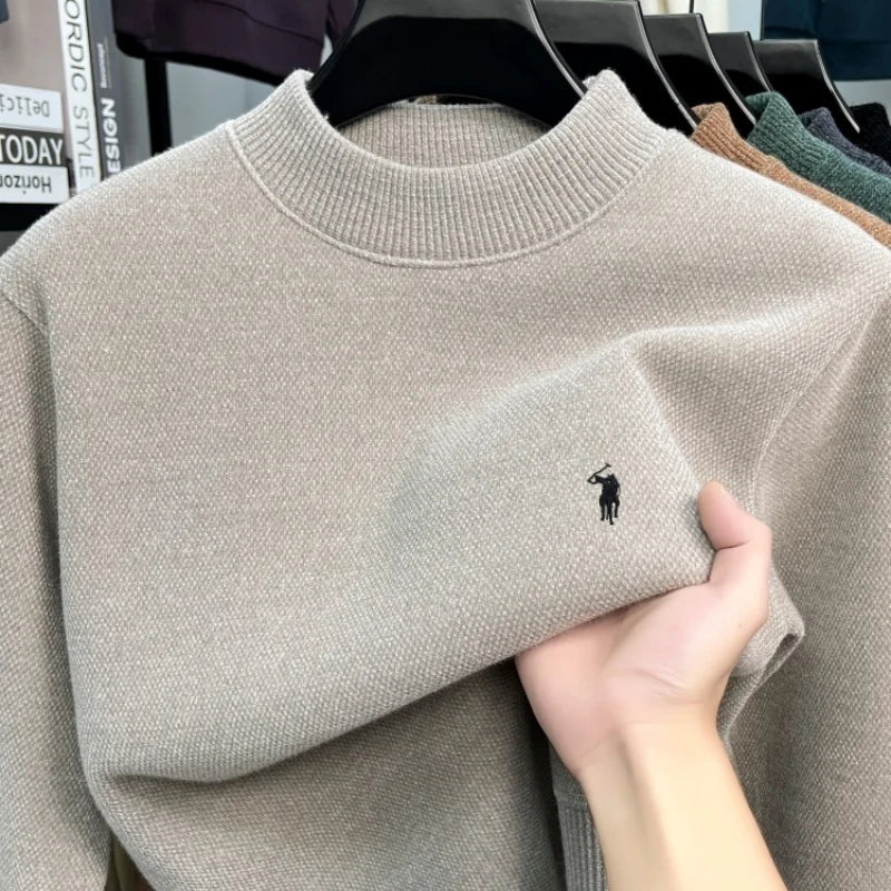 High end designer's new men's round neck fashion brand Paul Pony embroidery luxurious winter plush thick warm knitted pullover