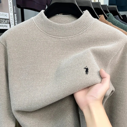 High end designer's new men's round neck fashion brand Paul Pony embroidery luxurious winter plush thick warm knitted pullover