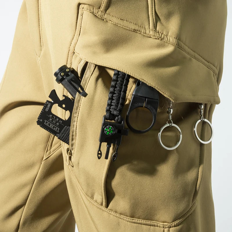 Tactical Military Men Winter Autumn Fleece Waterproof Cargo Pants Hiking Camping Softshell Climbing Casual Warm Combat Trousers