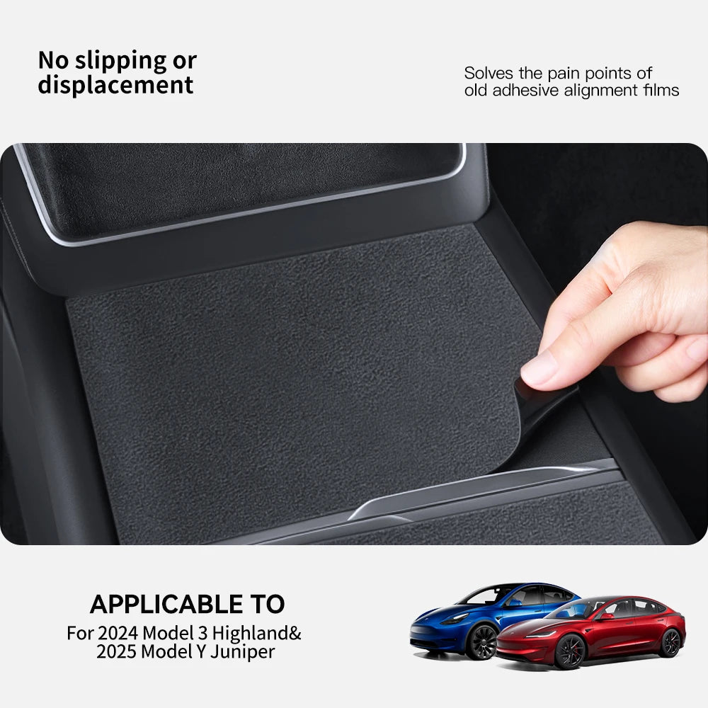 YZ Center Console Panel Sticker For Tesla Model 3/Y/YL Highland Juniper Electrostatic Adsorption Sticker Suede Film