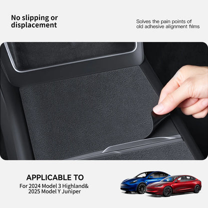 YZ Center Console Panel Sticker For Tesla Model 3/Y/YL Highland Juniper Electrostatic Adsorption Sticker Suede Film
