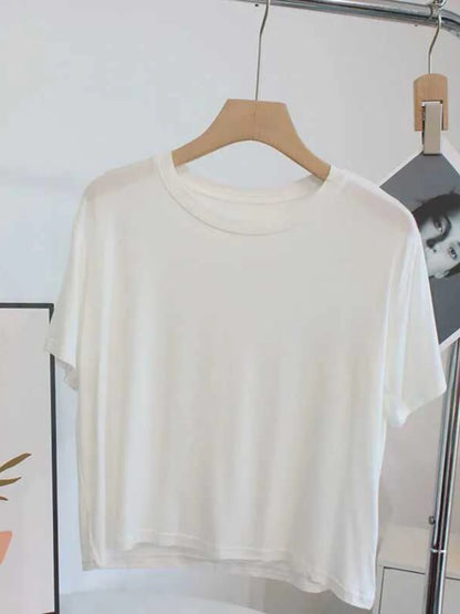 Ultra-Hand Feel Short Modal T-Shirt Women's  Summer 2025 Slimming round Neck Short Sleeve  Color Base Shirt