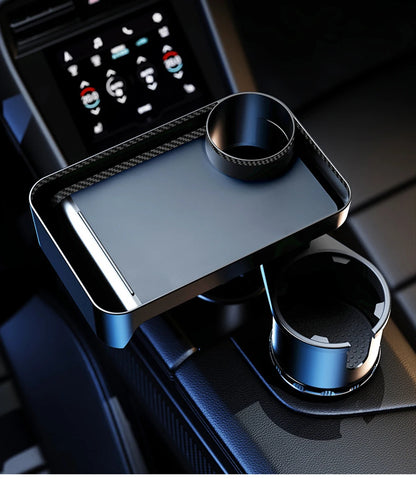 Car Cup Holder Expander Multi-Function Drink Holder with Food Table 360-Degree Adjustable Base Tray for Snack
