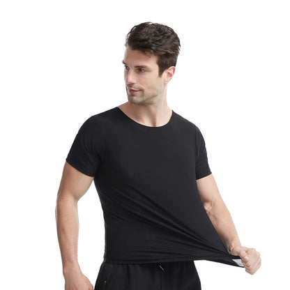 1pcs Men's Shapewear Men's Ftness Sweat Suit Shaping Large Size Vest Sports Abdominal Control Short-sleeved Corset Sauna Suit