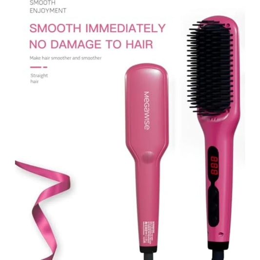 Pro Ceramic Ionic Hair Straightener Brush, Universal Dual Voltage, Rotatable Power Cord, MCH Fast 20s Heating Tech, Anti-Scald,