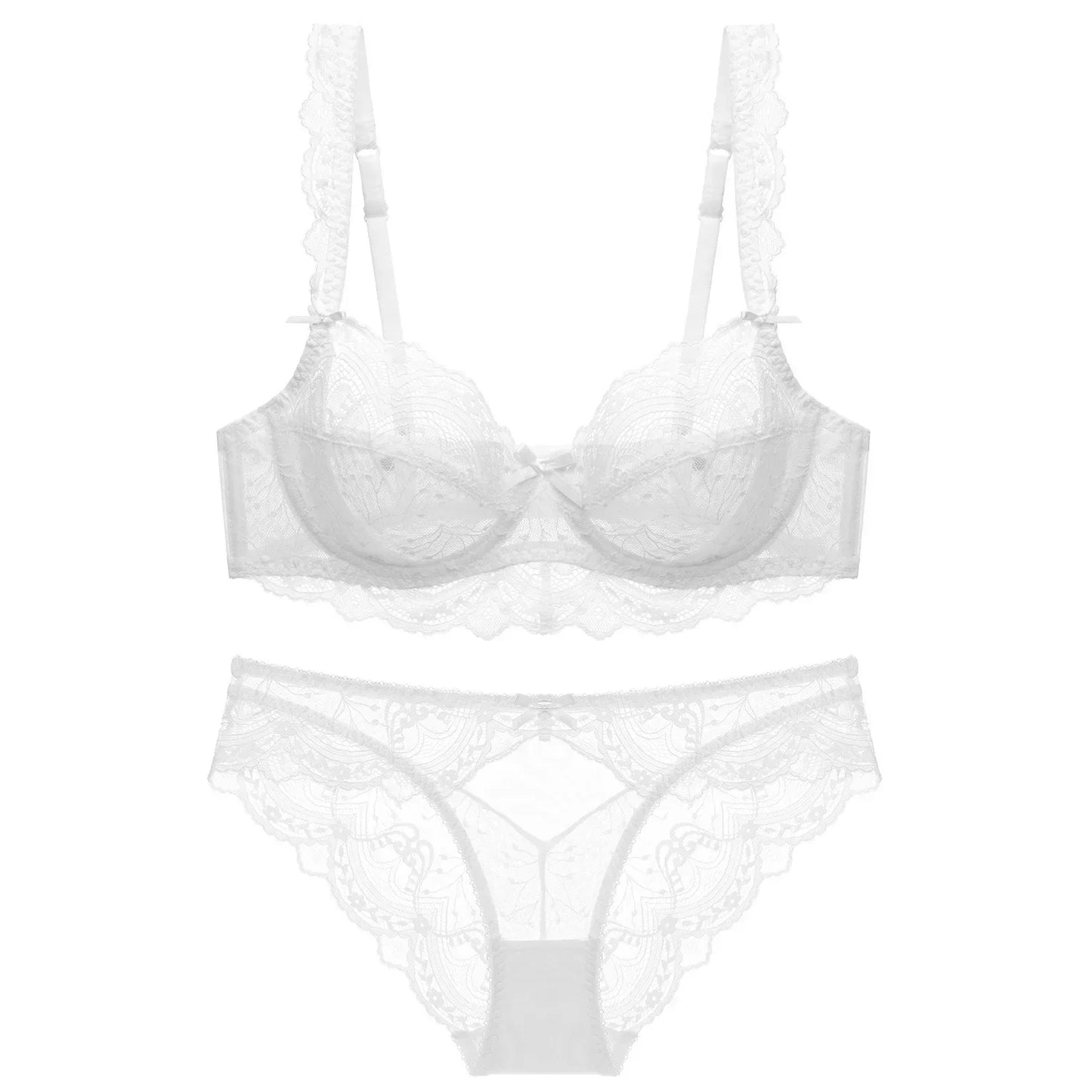 MOYISU 2026 French Lace Bralette Set | A-G Cups Adjustable Lift | Anti-Sag Slimming Bra | Sheer Allure Wire-Free Summer