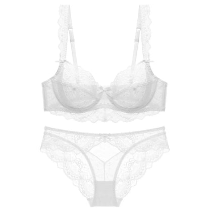 MOYISU 2026 French Lace Bralette Set | A-G Cups Adjustable Lift | Anti-Sag Slimming Bra | Sheer Allure Wire-Free Summer