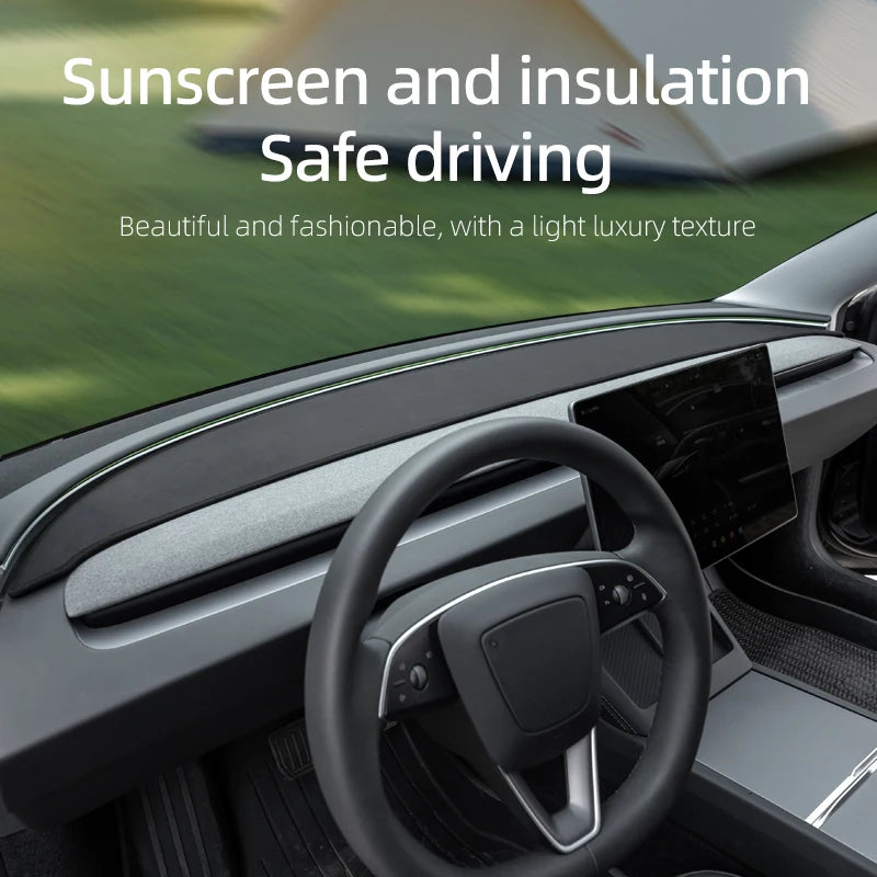 For Tesla Model Y Juniper Suede Leather Dashmat Model 3 Highland Car Dashboard Cover Pad Dash Mat SunShade Carpet Accessories