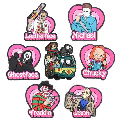 4-100pcs Halloween Pink Ghost Classic PVC Shoes Charm Alligator Charm Accessories Fit Bracelet Boys Girl Xmas party gifts
