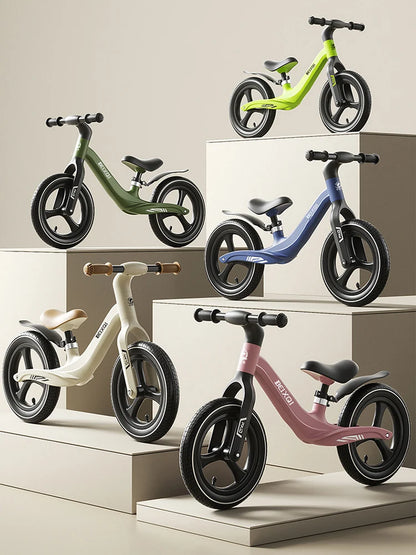 Kids Balance Bike No Pedal For 1 To 8 Yrs Old With Air Tires Nylon Fiberglass Frame Non Slip Silicone Grips Comfy Seat
