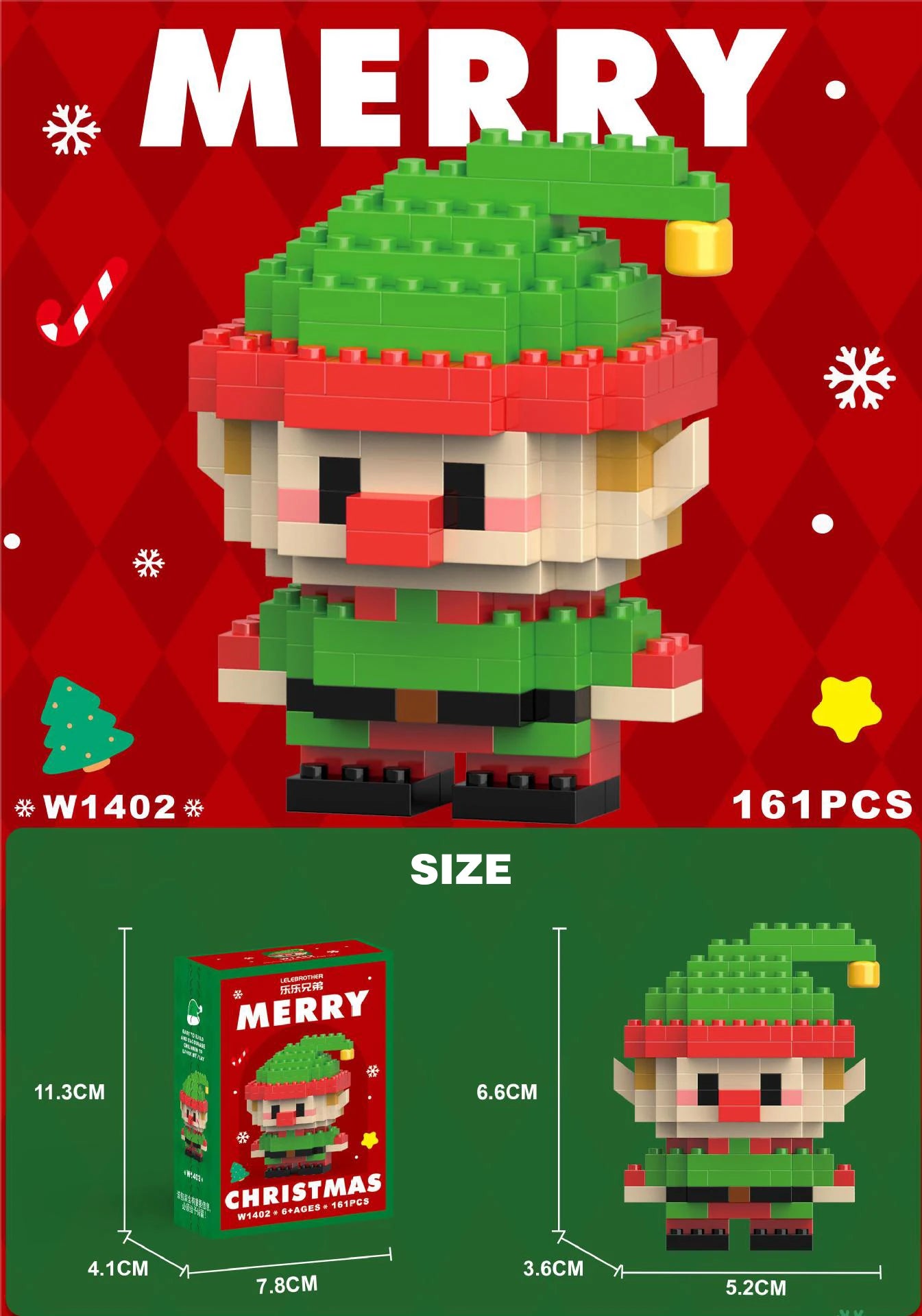 Christmas Building Block Santa Claus Snowman Elk Tree Micro Brick Puzzle Assembly Model Home Decoration Xmas Party Gift Kid Toy