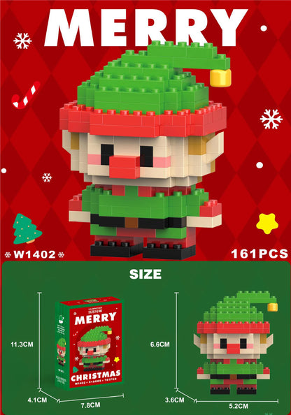 Christmas Building Block Santa Claus Snowman Elk Tree Micro Brick Puzzle Assembly Model Home Decoration Xmas Party Gift Kid Toy