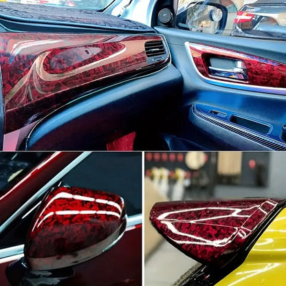Premium PET Gloss Forged Carbon Fiber Vinyl Wrap Roll Self Adhesive Decal Vehicle Car Wrapping Foil