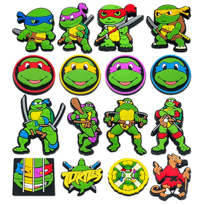 16-100PCS Green Cartoon Shoe Charms For Clogs Diy Shoe Decorations Accessories PVC Buckle Decorate Boy Birthday Party Gift