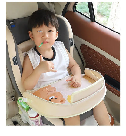 Kids Travel Tray Car Seat Activity and Play Tray Organizer for Children and Toddlers Lap Desk with Tablet Phone Holder Foldable