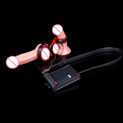 FRKO Electric Pulse Genital Testicle Restraint Straps PU Leather Handcuffs Body Restraint Slave Gay Bdsm Sex Toys For Men 18+