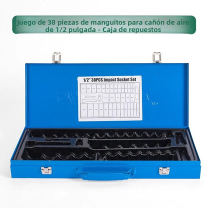 38pcs 1/2 Drive Heavy Duty Hex Socket Set, Long Sockets  Garage Maintenance