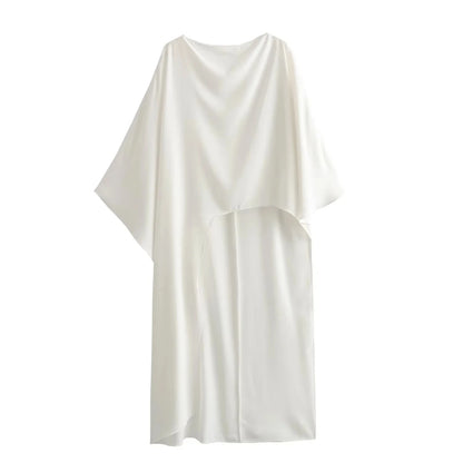 HH Women Asymmetrical Dress Solid Casual Loose Cape Style Long Dresses 2024 Woman Elegant Evening Dress vestido