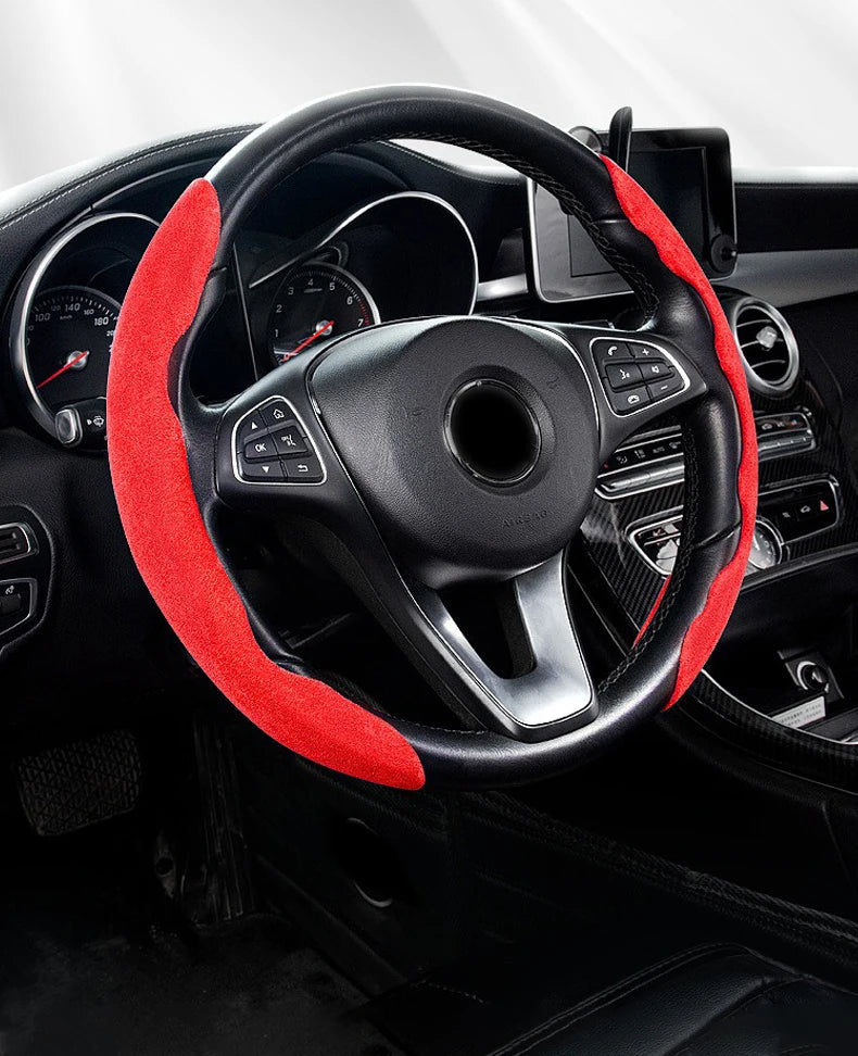 Suede Car Steering Wheel Cover Anti-Slip Protector Shell For Honda Mugen Power Civic Accords CRV Hrv Jazz CBR VTEC VFR Accessory