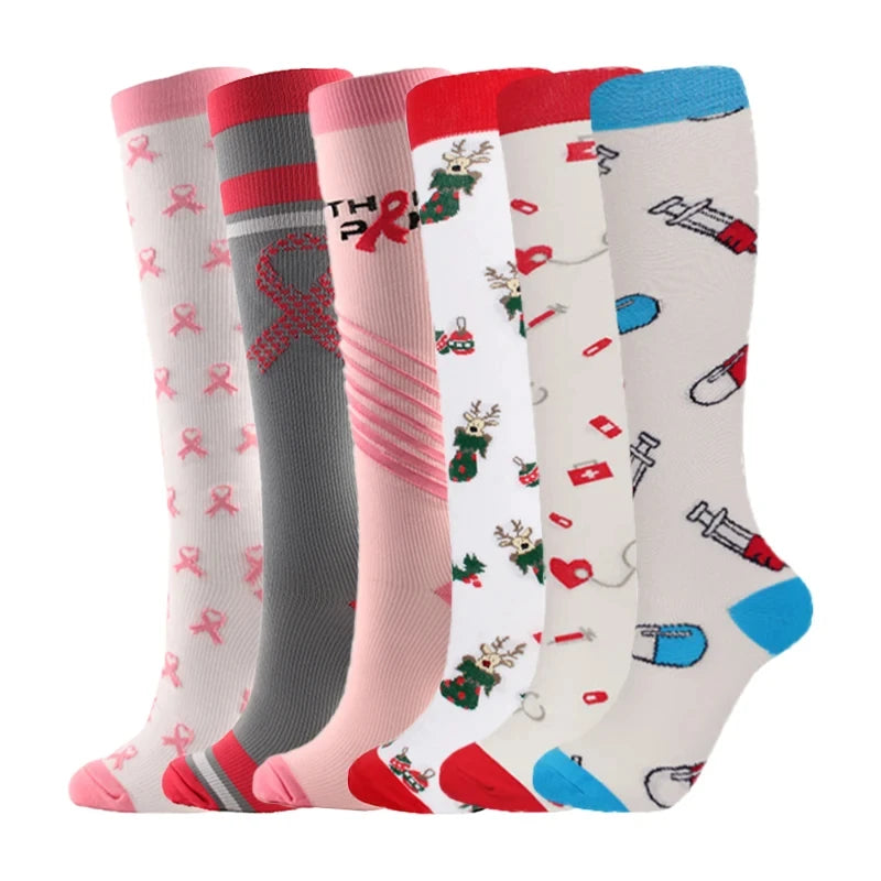 3/5/6 Pairs Compression Socks Exercise Mountaineering Running Sports Socks Elastic Medical Blood Circulation Swelling Nurse Sock