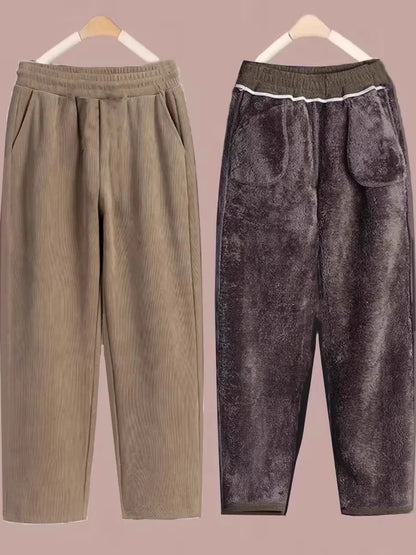 Thickened Lamb Velvet Fleece Lined New Loose Harlan Pants Fashionable All Match Casual Pants mid Aged And Elderly Best Selling