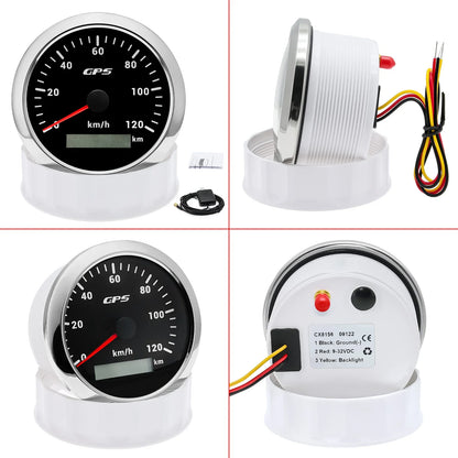 Universal 85MM GPS Speedometer Gauge 7 Color LED Backlight For Motorcycle Marine Boat Truck 60 Kmh 200 Kmh Speed Gauge Meter